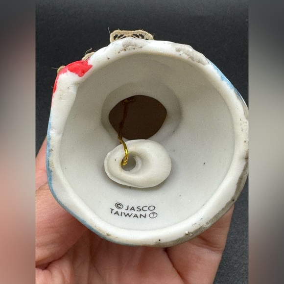 Jasco Christmas Ornament Lil Chimers Mouse Handpainted Bisque Porcelain Bell VTG - Picture 5 of 5